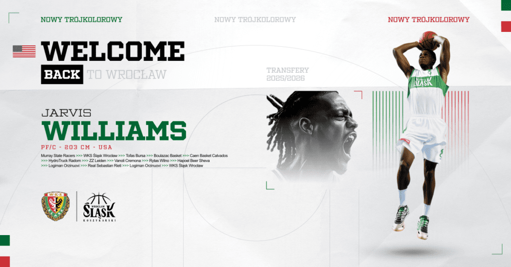 Jarvis Williams dołącza do Śląska Wrocław!